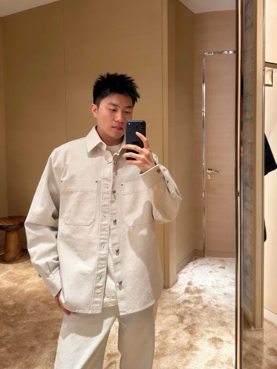 Louis Vuitton/Louis Vuitton presbyopic needle-punched denim shirt jacket